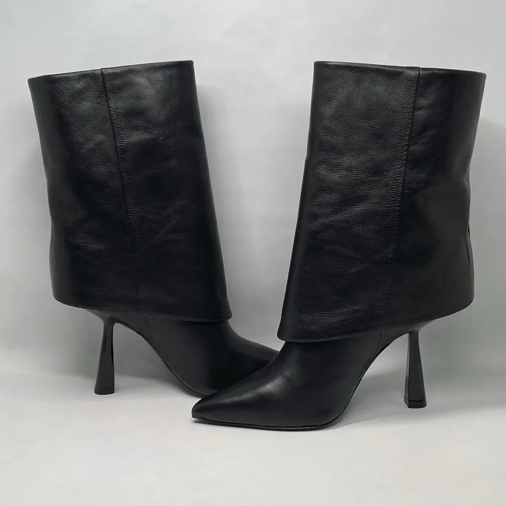 Black Suede Studio Cecille Leather Ankle Boots size 39
